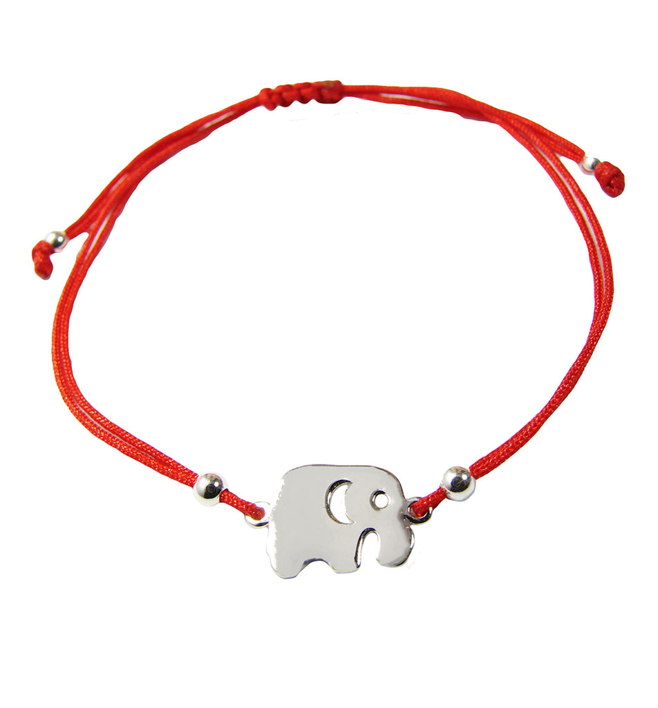 Elephant Bracelet Red String Sterling Silver Lucky Charm