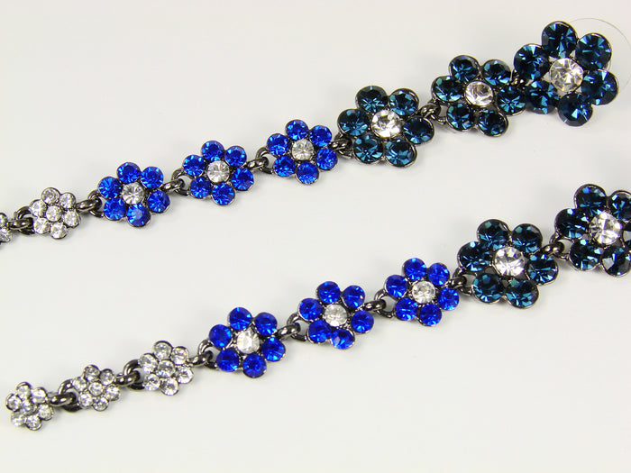 Crystal Flower Drop Earrings White and Blue Crystal Flowers - Martinuzzi Accessories