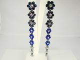 Crystal Flower Drop Earrings White and Blue Crystal Flowers - Martinuzzi Accessories
