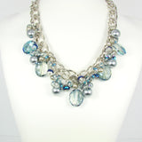 Crystal Bead Necklace Glass Beads Synthetic Pearls Beaded Statement Necklace Blue Crystal Glass Pearl Rodhium Rings