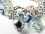 Crystal Bead Necklace Glass Beads Synthetic Pearls Beaded Statement Necklace Blue Crystal Glass Pearl Rodhium Rings