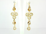 Gold Tone Drop Earrings with White and Gold Rhinestones - Martinuzzi Accessories