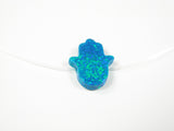 Opal Hamsa Hand Clear Necklace Floating Illusion Pendant - Martinuzzi Accessories
