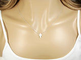 Cross Necklace Lab-Created white opal 925 Sterling Silver Chain Link