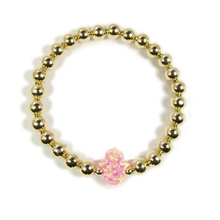 Opal Hamsa Hand Beaded Bracelet | Gold Plated | 10 Color Options