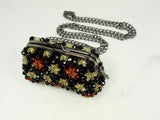 Purse for cocktail party. Beaded Black Purse Small Cocktail Glamorous High Style Women Flower Clutches Evening Bags Handbags Wedding Clutch Purse Beaded purses evening bag. - Martinuzzi Accessories
