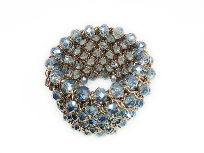 Chunky Bead Bracelet Cuff Stretch Blue Beads - Martinuzzi Accessories