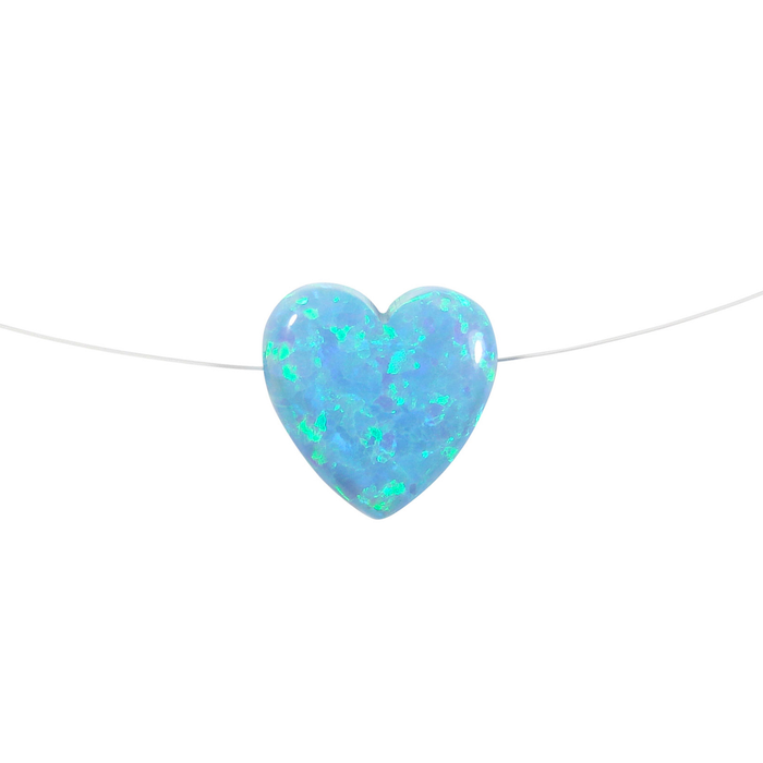 blue opal heart floating illusion necklace - Martinuzzi Accessories