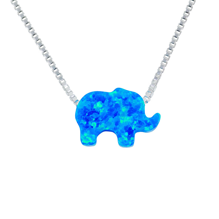 blue opal elephant pendant necklace for women - Martinuzzi Accessories