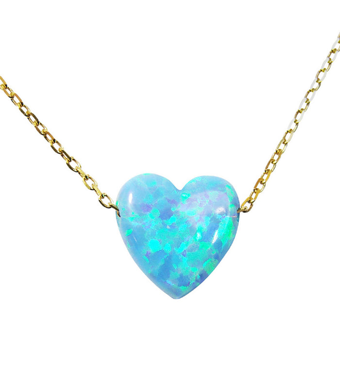 blue opal heart pendant necklace - martinuzzi accessories