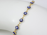 evil eye bracelet blue gold plated