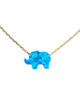 Opal Elephant Pendant Necklace 925 Sterling Silver Gold Plated Chain - martinuzzi accessories