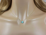 Lab-Created Opal Marijuana Leaf Necklace | Sterling Silver Chain | Weed Jewelry