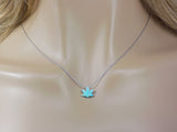 Lab-Created Opal Marijuana Leaf Necklace | Sterling Silver Chain | Weed Jewelry