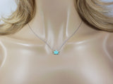 Lab-Created Opal Marijuana Leaf Necklace | Sterling Silver Chain | Weed Jewelry