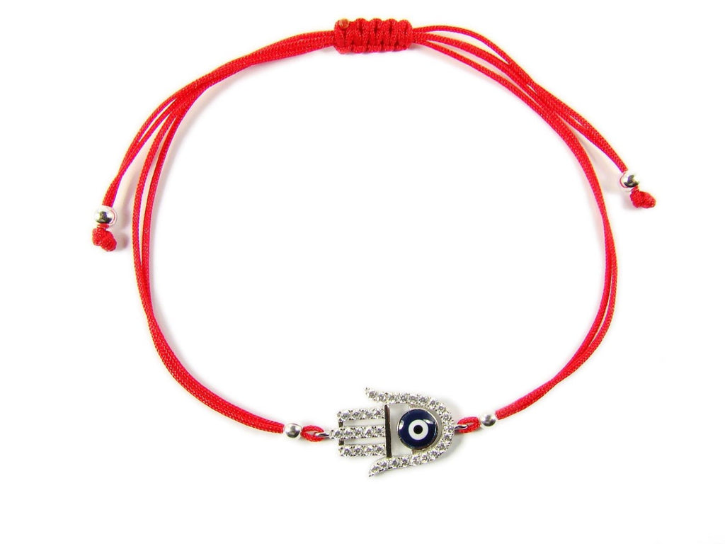 Hamsa Hand Evil Eye Bracelet Charm Red String Corded Bangle