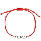 Infinity Symbol Bracelet Red String. Sterling Silver Infinity loop Charm.