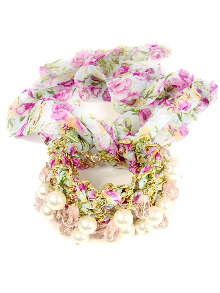 Pivoine fluorescent pink choker bra strap with flowers