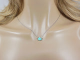 Lab-Created Opal Marijuana Leaf Necklace | Sterling Silver Chain | Weed Jewelry