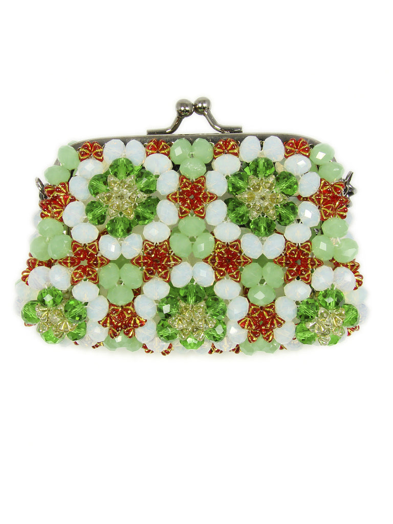 Bougainville Green Beaded Clutch Bag 2024