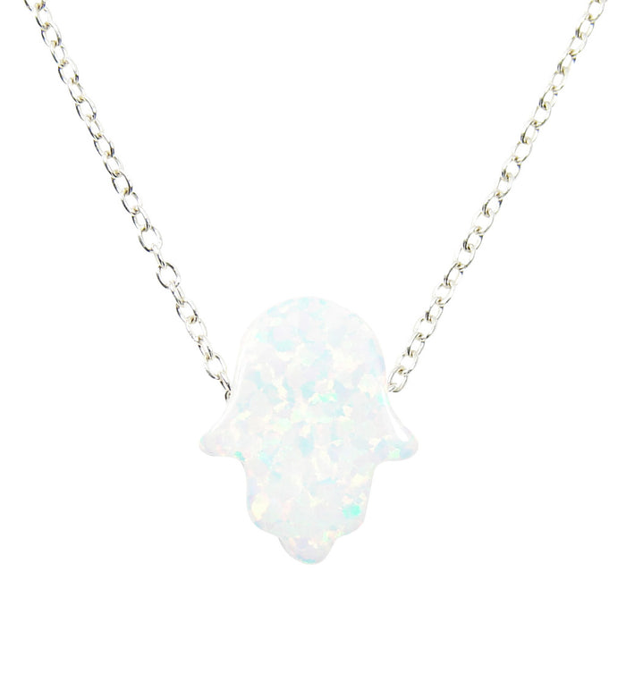 white opal hamsa hand pendant necklace - martinuzzi accessories