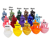 Assorted personalized mini license plates for kids displayed in multiple colors to show available variations.