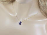 Black Dark cat necklace, lab-created opal, gold-plated chain