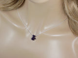 Black Dark cat necklace, lab-created opal, sterling silver chain