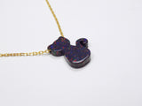 Black Dark cat necklace, lab-created opal, gold-plated chain