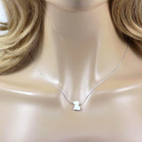Tiny Lab-Created opal dog pendant necklace on a 925 sterling silver chain