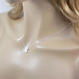 Tiny Lab-Created opal dog pendant necklace on a 925 sterling silver chain