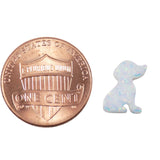 Tiny Lab-Created opal dog pendant necklace on a 925 sterling silver chain