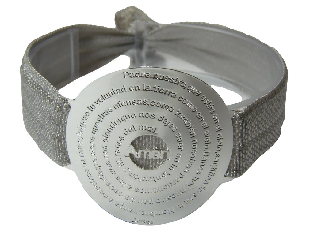 Our Father Bracelet. Engraved Plated Medal Elastic Band Adjustable ...