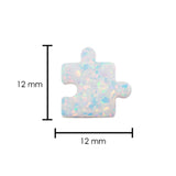 White puzzle piece pendant on a clear necklace. Lab Created Opal Puzzle Pendant Floating Illusion Necklace.