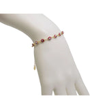 Red Evil Eye Bracelet, Tiny Turkish Eye Charm, Gold Plated