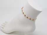 Red Evil Eye Bracelet, Tiny Turkish Eye Charm, Gold Plated