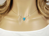 Blue Opal Cross Pendant Necklace Gold Plated 925 Sterling Silver Chain - Martinuzzi Accessories