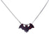 Bat Necklace, Lab Created Opal Black Bat Charm Sterling Silver Necklace
