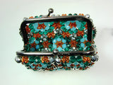 Beaded Aquamarine Purse Small Cocktail Glamorous High Style Women Flower Clutches Evening Bags Handbags Wedding Clutch Purse Beaded purses evening bag. - Martinuzzi Accessories