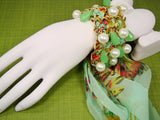 Chiffon Bracelet with beads and synthetic pearls.