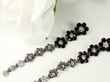 Crystal Flower Drop Earrings Black, Grey and White Crystal Flowers - Martinuzzi Accessories