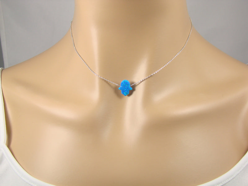 Opal Evil Eye Hamsa Hand Necklace – Marj Silver