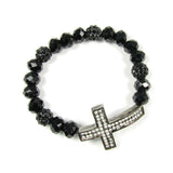 Beaded Bracelet with Cross. Elastic Cross Bracelet - Martinuzzi Accessories