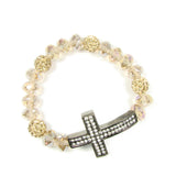 Beaded Bracelet with Cross. Elastic Cross Bracelet - Martinuzzi Accessories