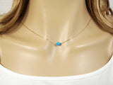 blue opal ball dot necklace 925 sterling silver gold plated chain - Martinuzzi accessories