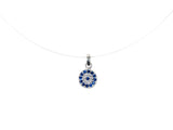 Evil Eye Necklace Sterling Silver CZ Pendant Floating Illusion Clear Invisible Line Translucent - Martinuzzi Accessories