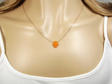 Orange Opal Hamsa Hand Necklace Rose Gold 925 Sterling Silver Chain