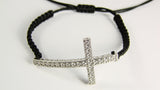 Cross Bracelet 925 Sterling Silver CZ Charm Macrame Cord Christian Gift - Martinuzzi Accessories