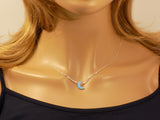 Moon Necklace Opal Pendant Crescent Moon Sterling Silver Box Chain - Martinuzzi Accessories