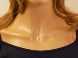 Moon Necklace Opal Pendant Crescent Moon Sterling Silver Box Chain - Martinuzzi Accessories